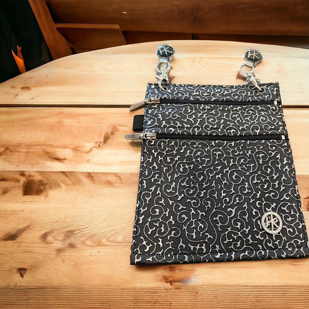 Hip Klips cell phone bag / wallet 2 tone gray/silver paisley bag. Hands Free - Picture 3 of 10